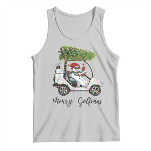 Funny Christmas Golf Tank Top Snowman Driving Golf Cart Merry Golfmas TS12 Ash Print Your Wear