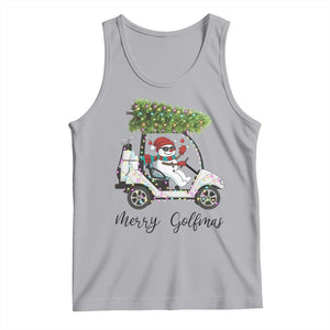 Funny Christmas Golf Tank Top Snowman Driving Golf Cart Merry Golfmas TS12 Athletic Heather Print Your Wear