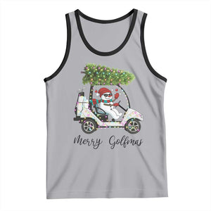 Funny Christmas Golf Tank Top Snowman Driving Golf Cart Merry Golfmas TS12 Athletic Heather Black Print Your Wear