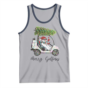 Funny Christmas Golf Tank Top Snowman Driving Golf Cart Merry Golfmas TS12 Athletic Heather Navy Print Your Wear