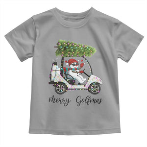 Funny Christmas Golf Toddler T Shirt Snowman Driving Golf Cart Merry Golfmas TS12 Sport Gray Print Your Wear