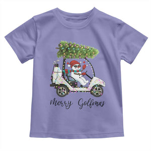 Funny Christmas Golf Toddler T Shirt Snowman Driving Golf Cart Merry Golfmas TS12 Violet Print Your Wear