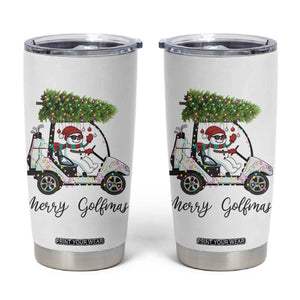 Funny Christmas Golf Tumbler Cup Snowman Driving Golf Cart Merry Golfmas TS12 White Print Your Wear