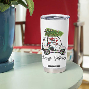 Funny Christmas Golf Tumbler Cup Snowman Driving Golf Cart Merry Golfmas TS12 Print Your Wear