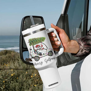 Funny Christmas Golf Tumbler With Handle Snowman Driving Golf Cart Merry Golfmas TS12 Print Your Wear