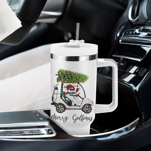 Funny Christmas Golf Tumbler With Handle Snowman Driving Golf Cart Merry Golfmas TS12 Print Your Wear