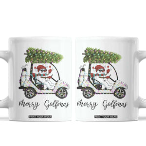 Funny Christmas Golf Coffee Mug Snowman Driving Golf Cart Merry Golfmas TS12 White Print Your Wear