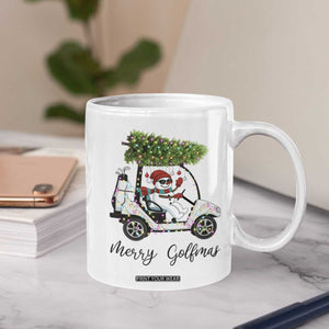 Funny Christmas Golf Coffee Mug Snowman Driving Golf Cart Merry Golfmas TS12 Print Your Wear