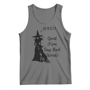 Good Mom Say Bad Words Tank Top Funny Witch Mom Halloween Gift TS12 Black Heather Print Your Wear