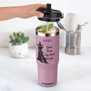 Good Mom Say Bad Words Flip Straw Tumbler Funny Witch Mom Halloween Gift TS12 One Size: 30 oz Light Pink Print Your Wear