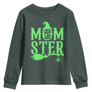 Funny Halloween Youth Sweatshirt Momster Gift For Mom TS12 Dark Forest Green Print Your Wear