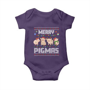 Funny Merry Pigmas Baby Onesie Christmas Pig Ugly Sweater Gift TS12 Purple Print Your Wear