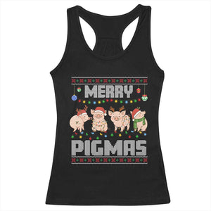 Funny Merry Pigmas Racerback Tank Top Christmas Pig Ugly Sweater Gift TS12 Black Print Your Wear