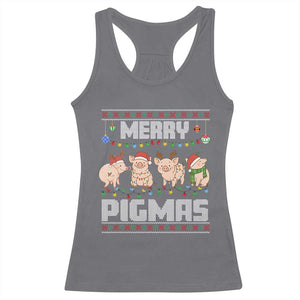Funny Merry Pigmas Racerback Tank Top Christmas Pig Ugly Sweater Gift TS12 Charcoal Print Your Wear
