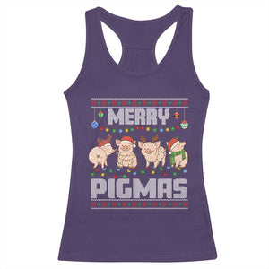 Funny Merry Pigmas Racerback Tank Top Christmas Pig Ugly Sweater Gift TS12 Purple Print Your Wear