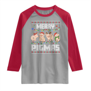 Funny Merry Pigmas Raglan Shirt Christmas Pig Ugly Sweater Gift TS12 Sport Gray Red Print Your Wear