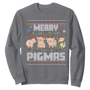 Funny Merry Pigmas Sweatshirt Christmas Pig Ugly Sweater Gift TS12 Charcoal Print Your Wear