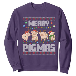 Funny Merry Pigmas Sweatshirt Christmas Pig Ugly Sweater Gift TS12 Purple Print Your Wear