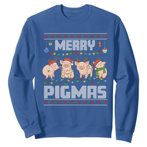 Funny Merry Pigmas Sweatshirt Christmas Pig Ugly Sweater Gift TS12 Royal Blue Print Your Wear