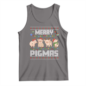 Funny Merry Pigmas Tank Top Christmas Pig Ugly Sweater Gift TS12 Deep Heather Print Your Wear