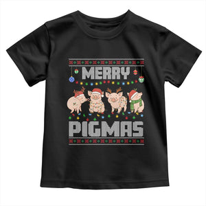 Funny Merry Pigmas Toddler T Shirt Christmas Pig Ugly Sweater Gift TS12 Black Print Your Wear