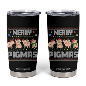 Funny Merry Pigmas Tumbler Cup Christmas Pig Ugly Sweater Gift TS12 Black Print Your Wear