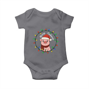 Funny Merry Oinkmas Baby Onesie Farmer Christmas Pig Lover Gift TS12 Charcoal Print Your Wear