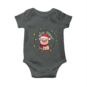 Funny Merry Oinkmas Baby Onesie Farmer Christmas Pig Lover Gift TS12 Dark Heather Print Your Wear