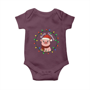 Funny Merry Oinkmas Baby Onesie Farmer Christmas Pig Lover Gift TS12 Maroon Print Your Wear