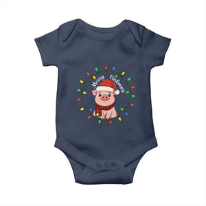Funny Merry Oinkmas Baby Onesie Farmer Christmas Pig Lover Gift TS12 Navy Print Your Wear