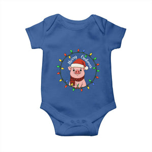 Funny Merry Oinkmas Baby Onesie Farmer Christmas Pig Lover Gift TS12 Royal Blue Print Your Wear
