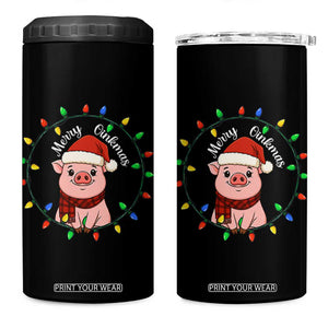 Funny Merry Oinkmas 4 in 1 Can Cooler Tumbler Farmer Christmas Pig Lover Gift TS12 One Size: 16 oz Black Print Your Wear