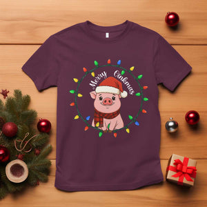Funny Merry Oinkmas T Shirt Farmer Christmas Pig Lover Gift TS12 Maroon Print Your Wear