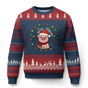 Funny Merry Oinkmas Ugly Christmas Sweater Farmer Xmas Pig Lover Gift TS12 Navy Red Print Your Wear