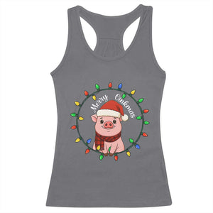 Funny Merry Oinkmas Racerback Tank Top Farmer Christmas Pig Lover Gift TS12 Charcoal Print Your Wear