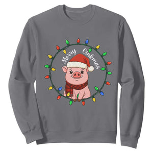 Funny Merry Oinkmas Sweatshirt Farmer Christmas Pig Lover Gift TS12 Charcoal Print Your Wear