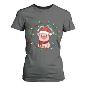 Funny Merry Oinkmas T Shirt For Women Farmer Christmas Pig Lover Gift TS12 Dark Heather Print Your Wear