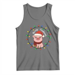 Funny Merry Oinkmas Tank Top Farmer Christmas Pig Lover Gift TS12 Black Heather Print Your Wear