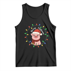 Funny Merry Oinkmas Tank Top Farmer Christmas Pig Lover Gift TS12 Black Print Your Wear