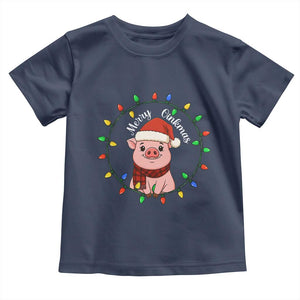 Funny Merry Oinkmas Toddler T Shirt Farmer Christmas Pig Lover Gift TS12 Navy Print Your Wear