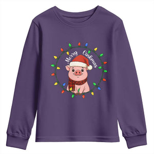 Funny Merry Oinkmas Youth Sweatshirt Farmer Christmas Pig Lover Gift TS12 Purple Print Your Wear