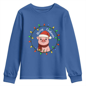 Funny Merry Oinkmas Youth Sweatshirt Farmer Christmas Pig Lover Gift TS12 Royal Blue Print Your Wear