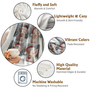 Funny Pig With Santa Hat Photobooth Throw Blanket Christmas Gift TS12 Print Your Wear