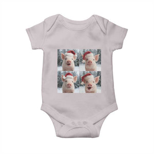 Funny Pig With Santa Hat Photobooth Baby Onesie Christmas Gift TS12 Ice Gray Print Your Wear