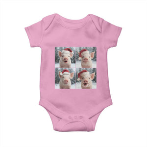 Funny Pig With Santa Hat Photobooth Baby Onesie Christmas Gift TS12 Light Pink Print Your Wear
