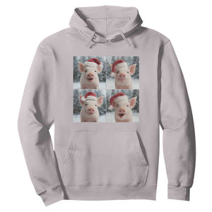 Funny Pig With Santa Hat Photobooth Hoodie Christmas Gift TS12 Ice Gray Print Your Wear