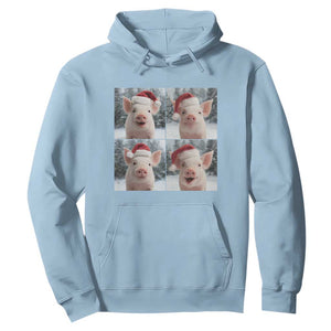 Funny Pig With Santa Hat Photobooth Hoodie Christmas Gift TS12 Light Blue Print Your Wear