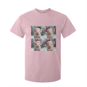 Funny Pig With Santa Hat Photobooth T Shirt For Kid Christmas Gift TS12 Light Pink Print Your Wear