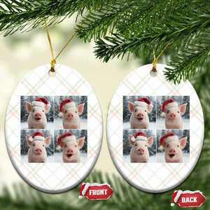 Funny Pig With Santa Hat Photobooth Ceramic Ornament Christmas Gift TS12 Print Your Wear