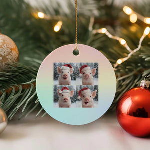 Funny Pig With Santa Hat Photobooth Ceramic Ornament Christmas Gift TS12 1pc Pastel Print Your Wear